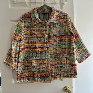 Colorful Tweed Jacket by Weavz Size Large Multi Color